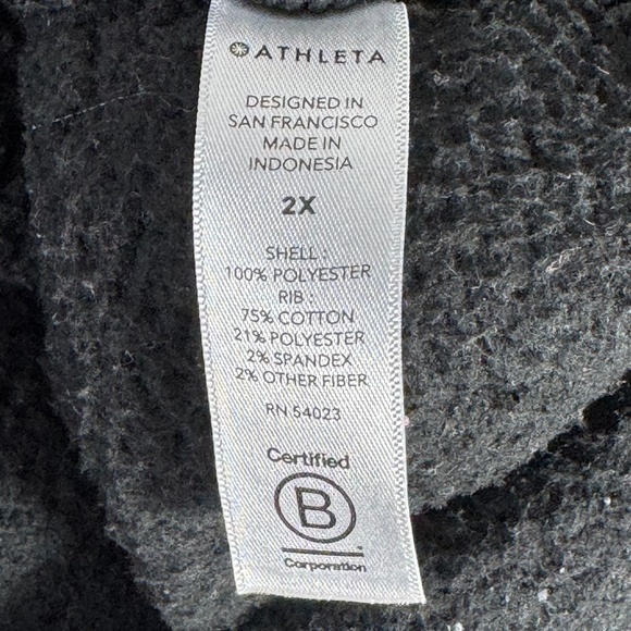 Athleta Black Zip Front High Neck Fleece Jacket Sz 2X - Picture 6 of 7